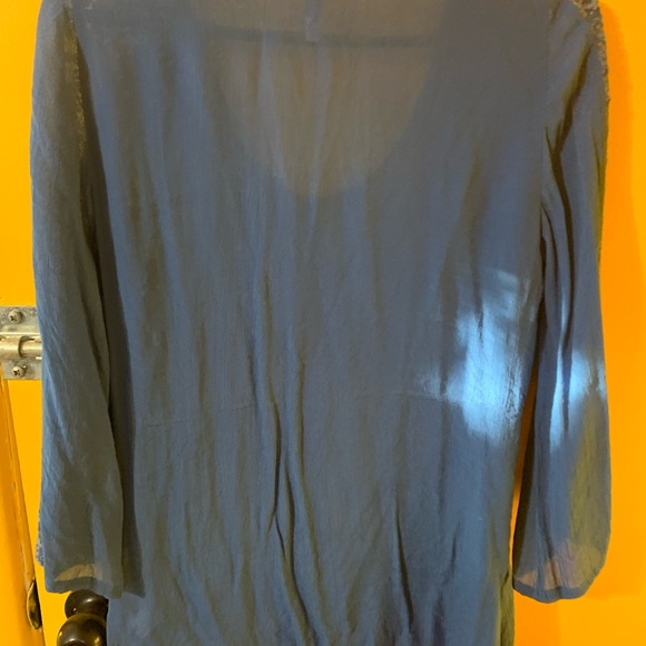 Embroided long shirt/blouse. Blue. Very pretty. - Picture 2 of 4